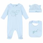 Boys Blue Logo Babygrow, Hat & Bib Gift Set, 1, hi-res