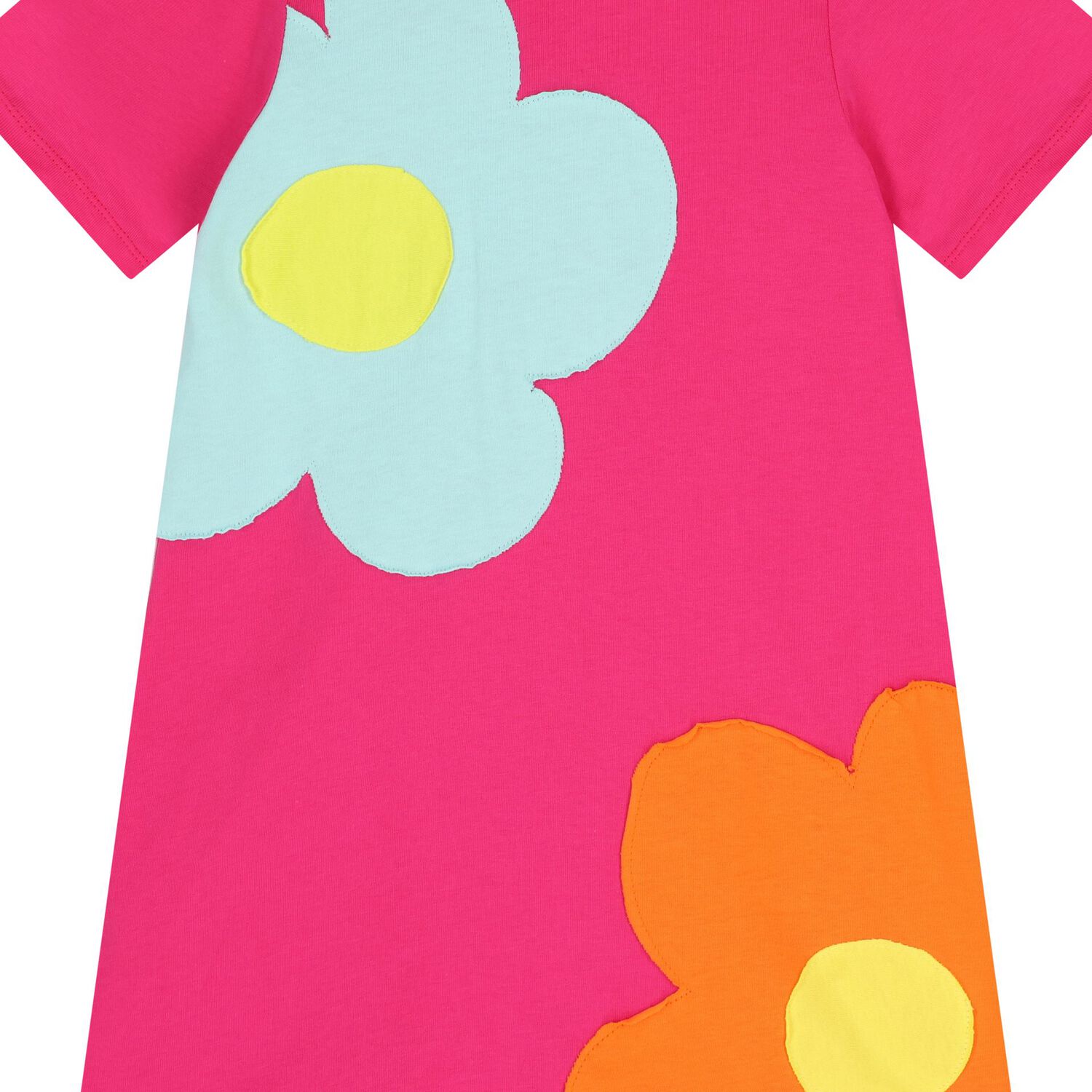 Girls Pink Flower Appliques T-Shirt Dress, 1, hi-res