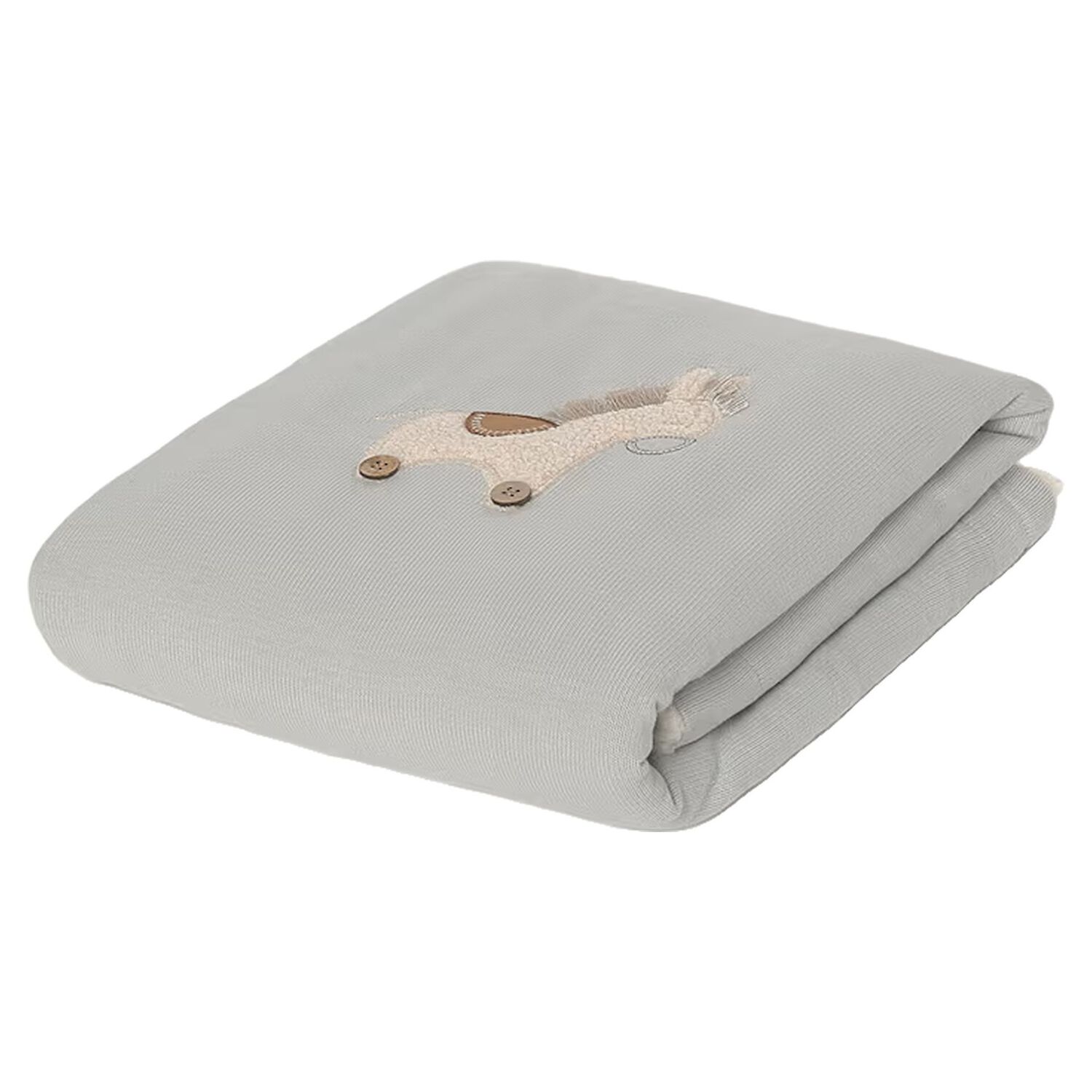 Baby Boys Grey Horse Sherpa Blanket, 1, hi-res