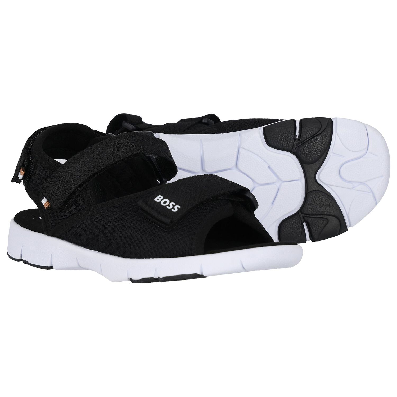 Boys Black Logo Sandals, 1, hi-res image number null