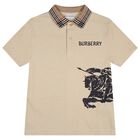 Boys Beige EKD Logo Polo Shirt, 1, hi-res