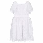 Girls White Lace Dress, 1, hi-res