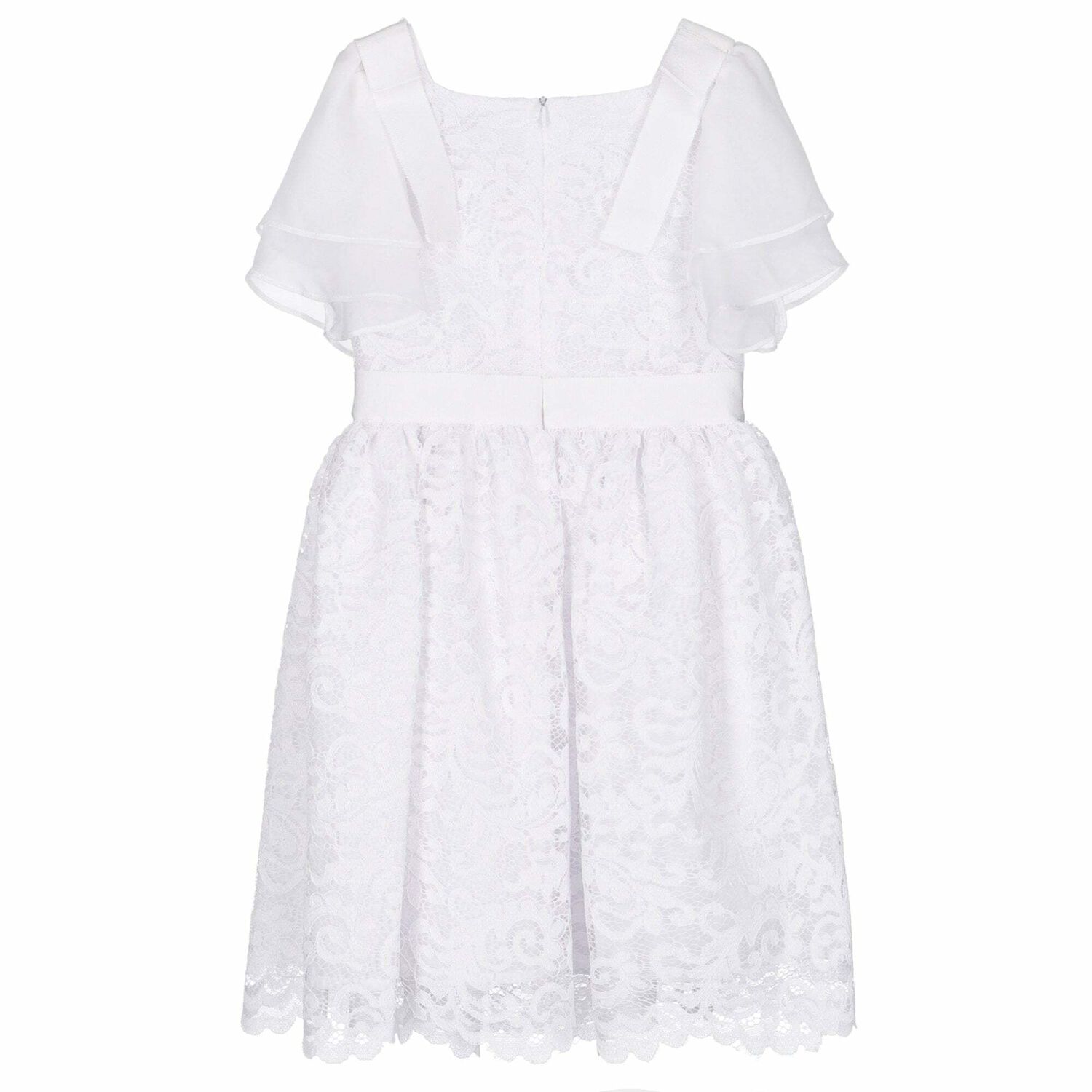 Girls White Lace Dress, 1, hi-res