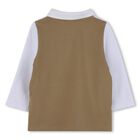 Younger Boys White & Beige Logo Polo Shirt, 2, hi-res