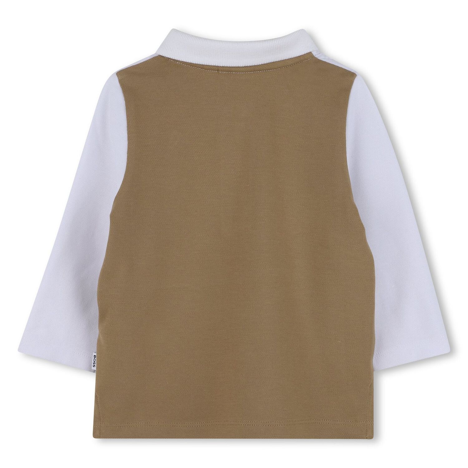 Younger Boys White & Beige Logo Polo Shirt, 2, hi-res image number null