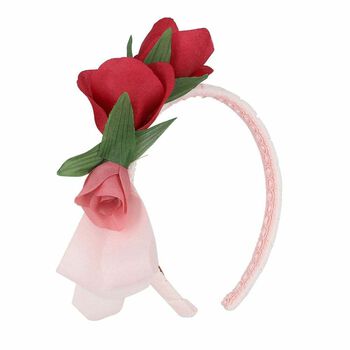 Girls Red & Pink Flower Headband