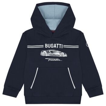 Boys Navy Blue Logo Hooded Top