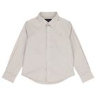 Boys Beige Logo Stripe Shirt, 1, hi-res