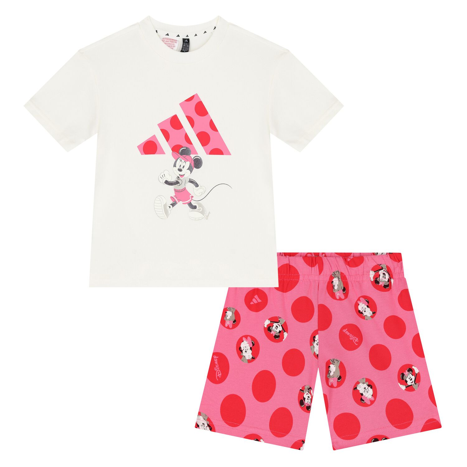 Younger Girls Ivory & Pink Disney Shorts Set, 1, hi-res
