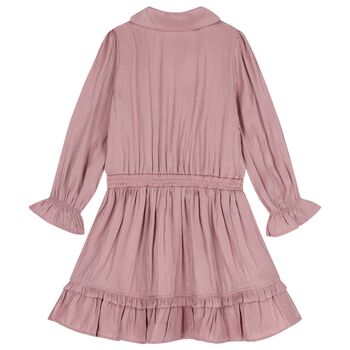 Girls Pink Satin Dress