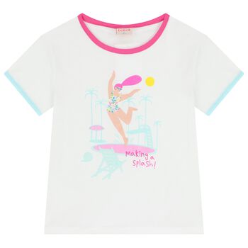 Girls White Dancing Lady T-Shirt