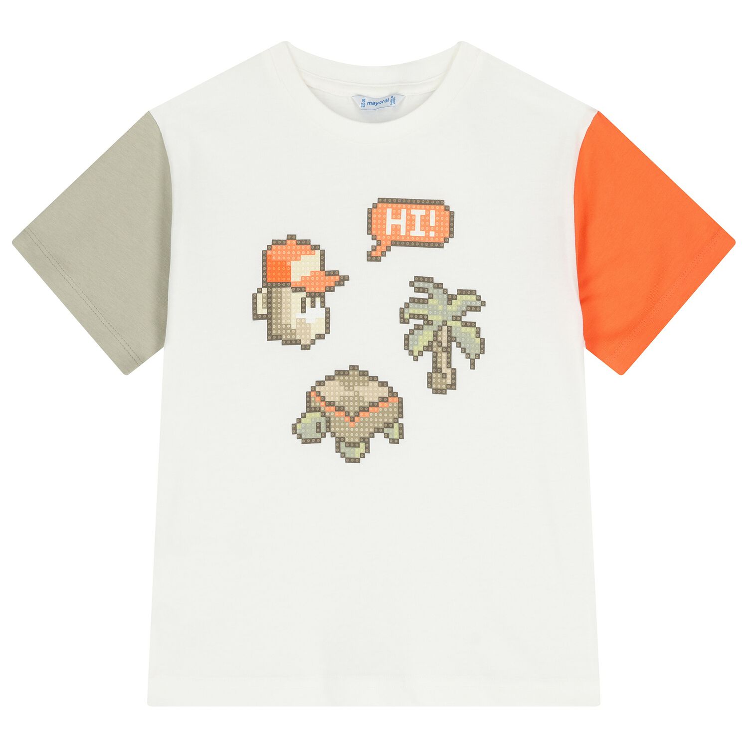 Boys Ivory Pixel T-Shirt , 1, hi-res