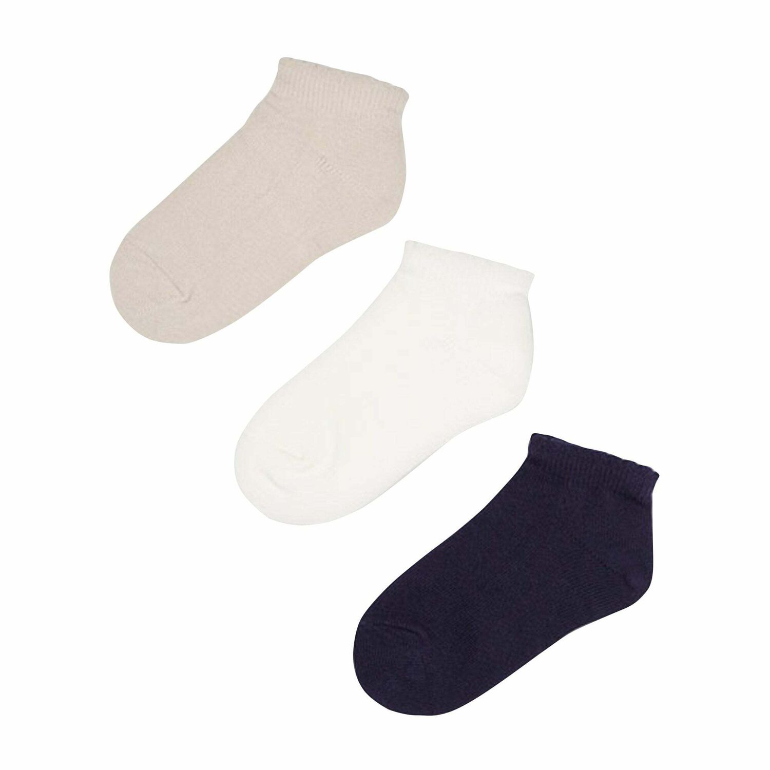 Girls White, Beige & Navy Socks ( 3-Pack ), 1, hi-res