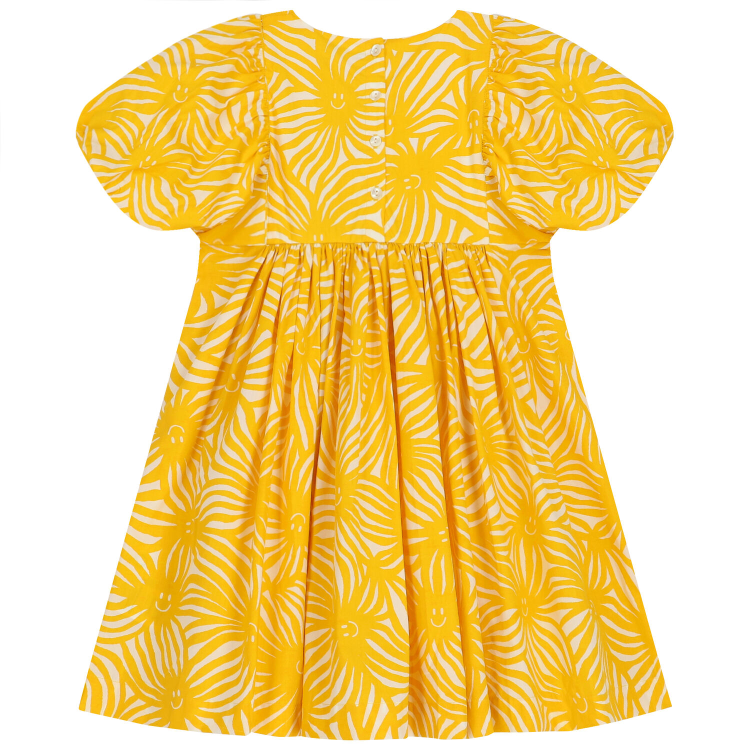 Girls Yellow & White Sun Dress, 1, hi-res