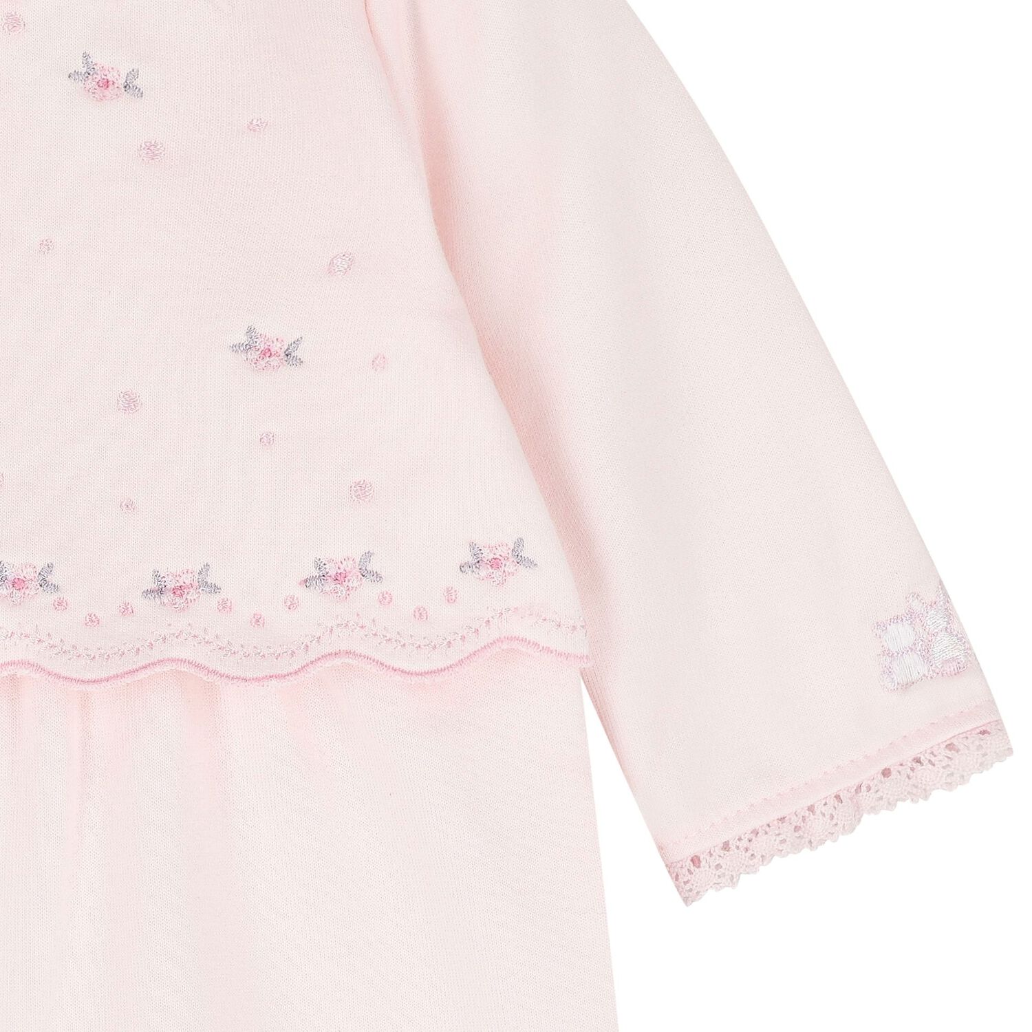 Baby Girls Pink Embroidered Romper Set, 1, hi-res