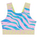 Girls Pink & Blue Logo Crop Top, 1, hi-res
