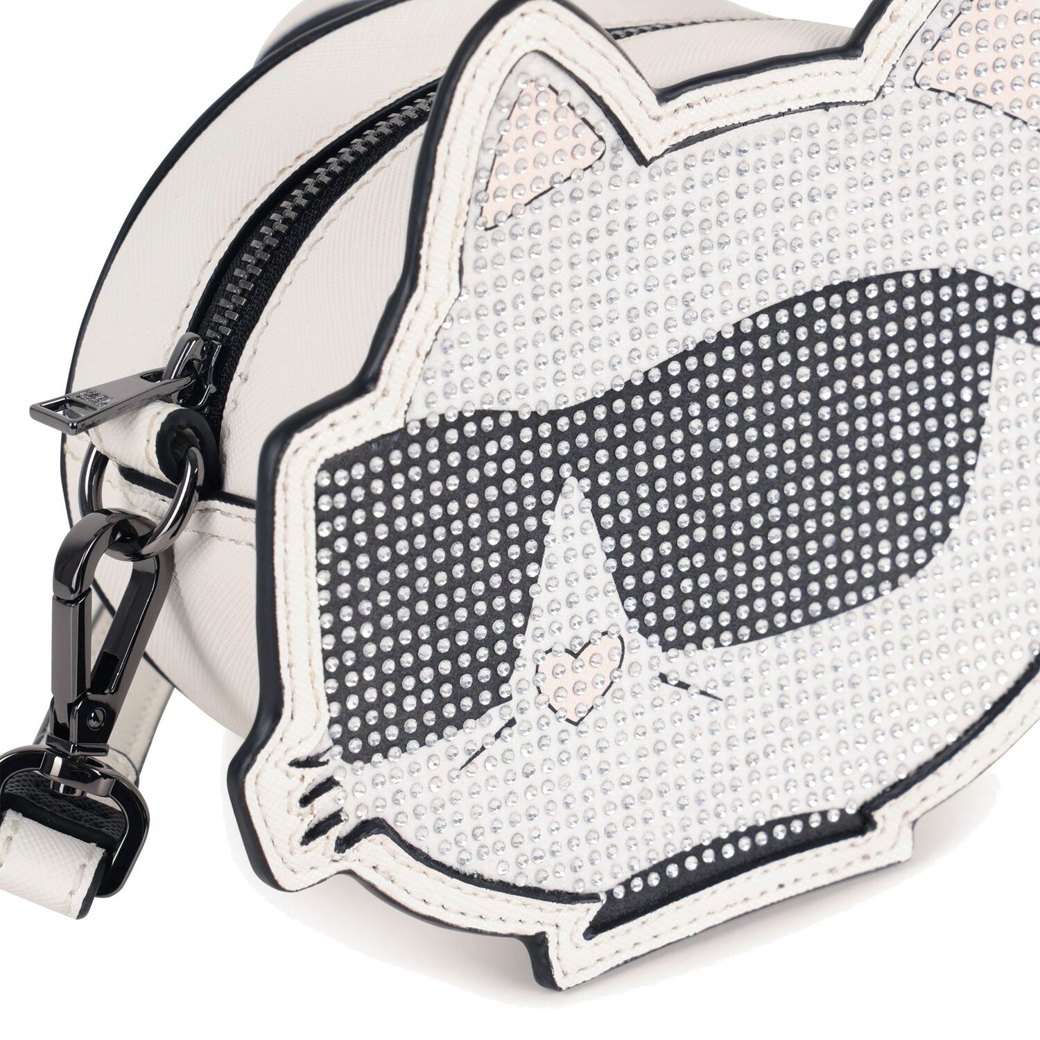 Girls White Embellished Choupette Handbag, 1, hi-res