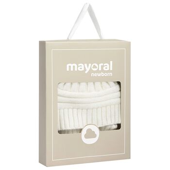 Baby Girls Ivory Knitted Hat & Mittens Set