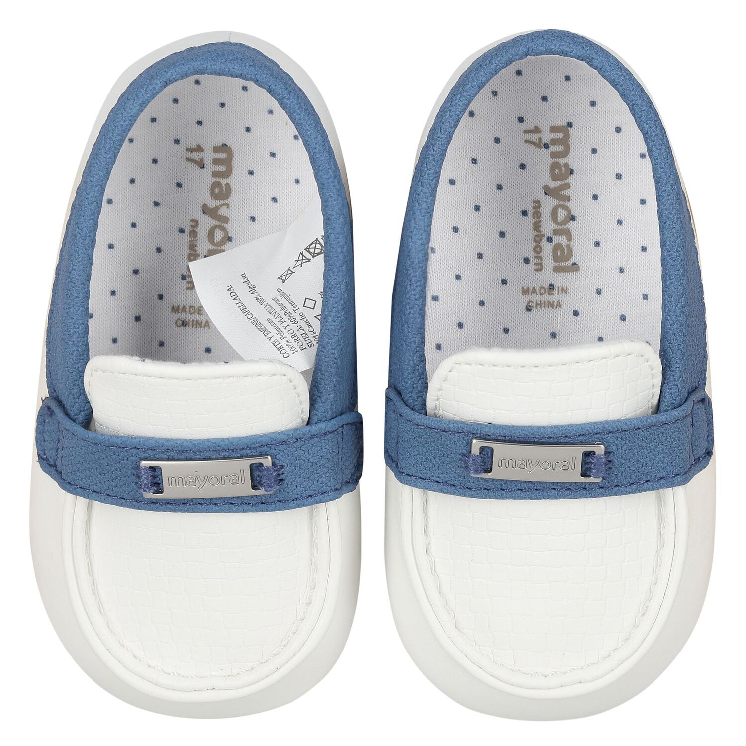 Baby Boys White & Navy Pre-Walker Moccasins, 2, hi-res image number null