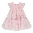 Younger Girls Pink Roses Tulle Dress, 1, hi-res