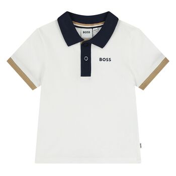 Younger Boys White Logo Polo Shirt