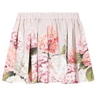 Girls Pink & Ivory Striped Floral Skirt, 1, hi-res