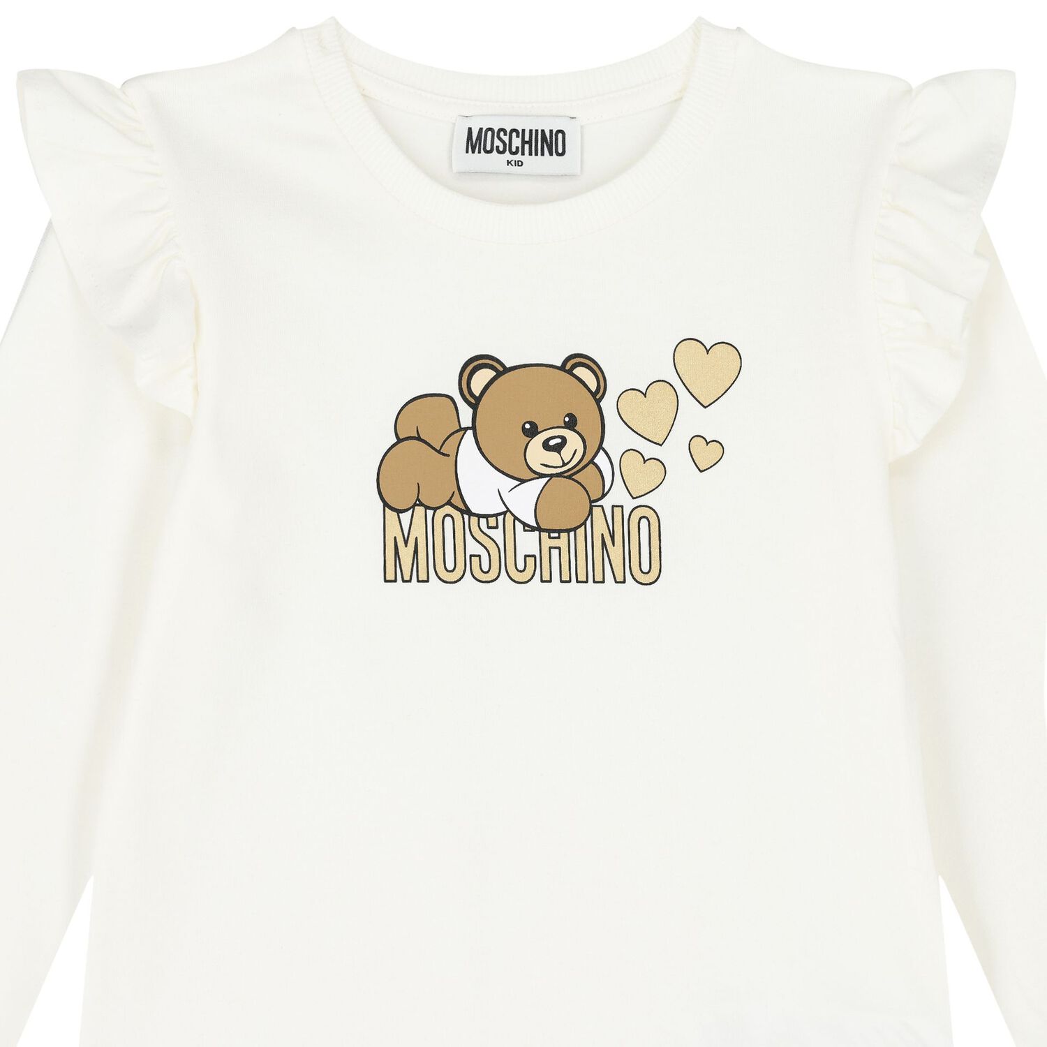 Girls Ivory Teddy Bear Logo Long Sleeve Top, 1, hi-res image number null