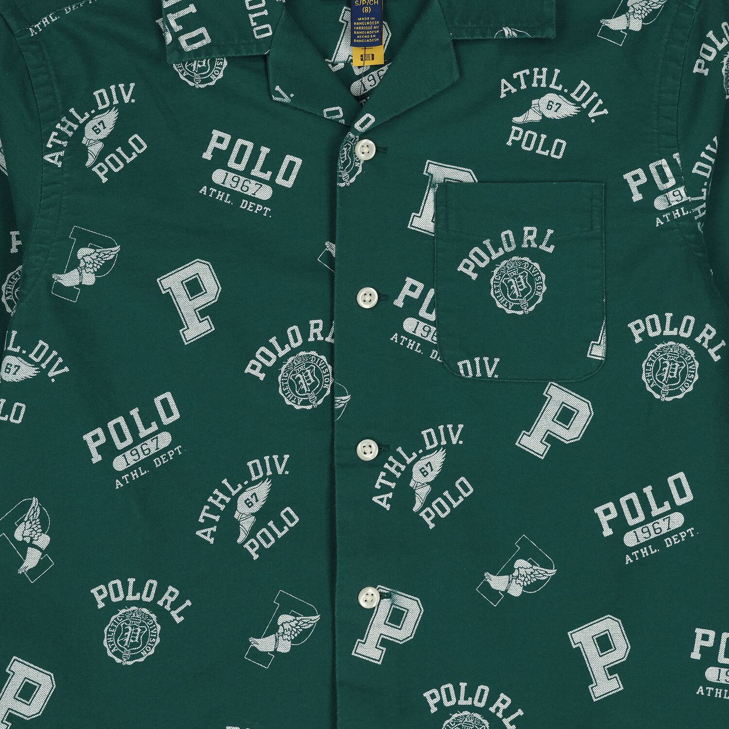 Boys Green & White Logo Shirt, 1, hi-res