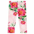 Girls Pink Floral Reversible Leggings, 1, hi-res