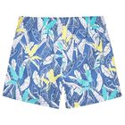 Boys Blue Leaves Swim Shorts, 1, hi-res