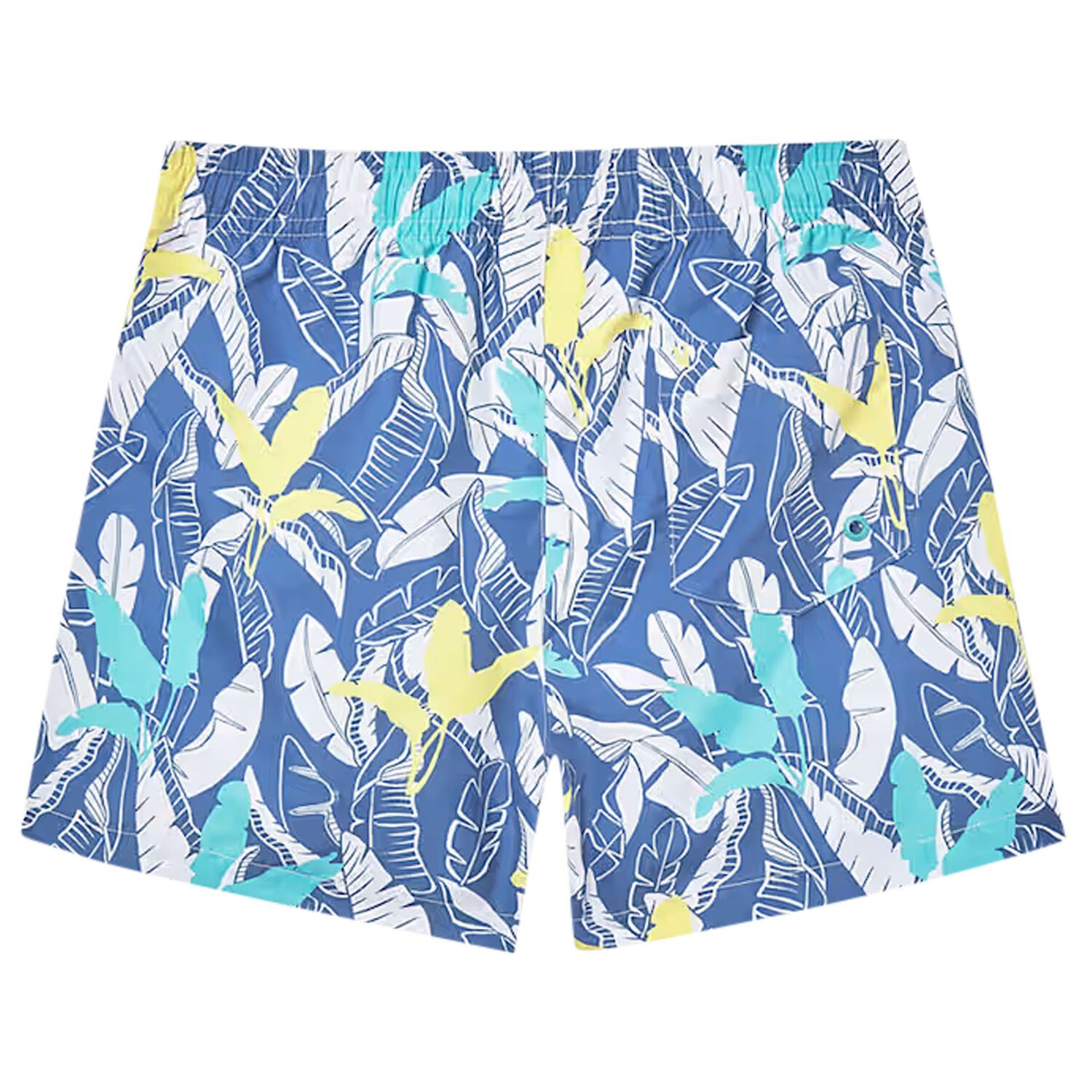 Boys Blue Leaves Swim Shorts, 1, hi-res