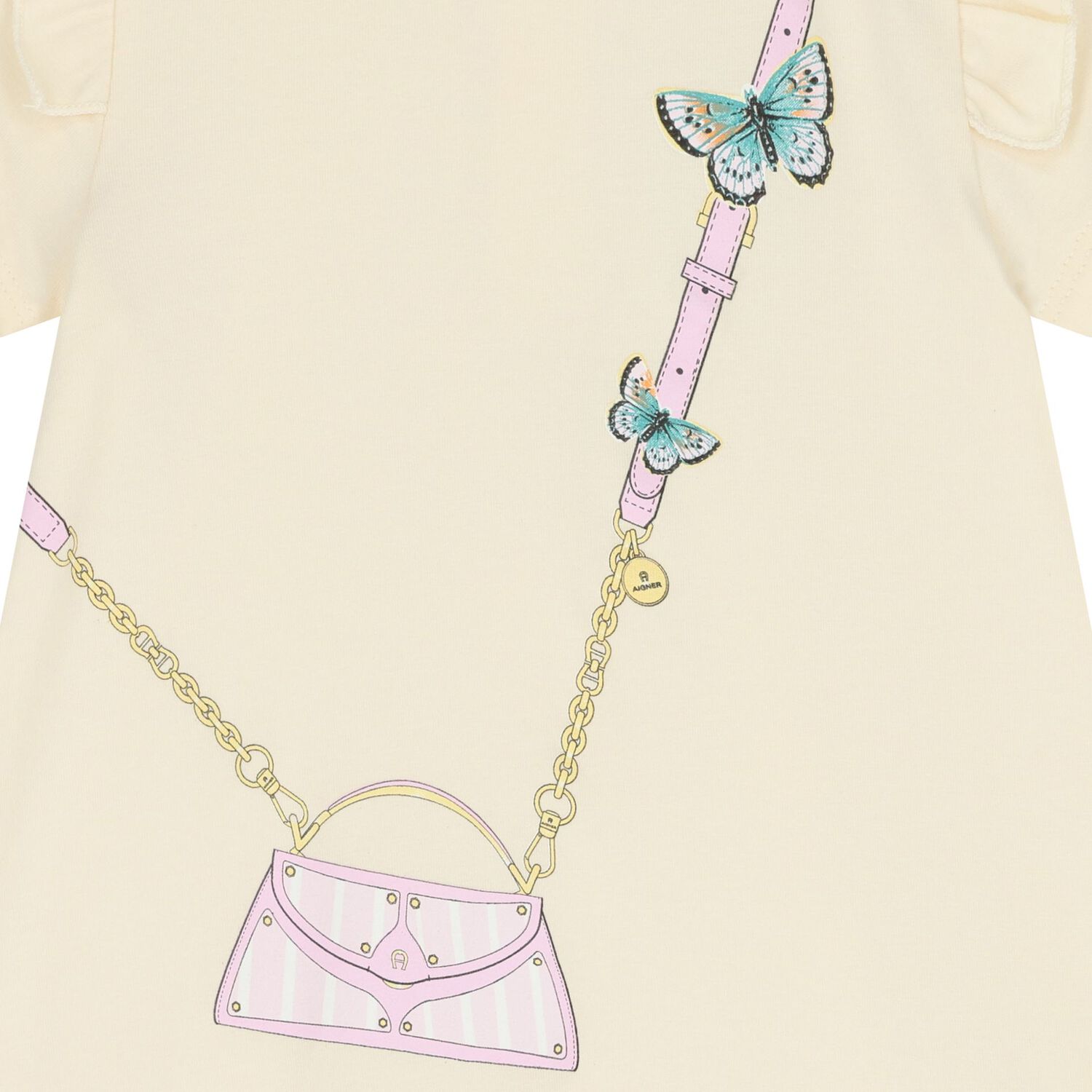 Younger Girls Ivory Bag Logo Dress, 1, hi-res