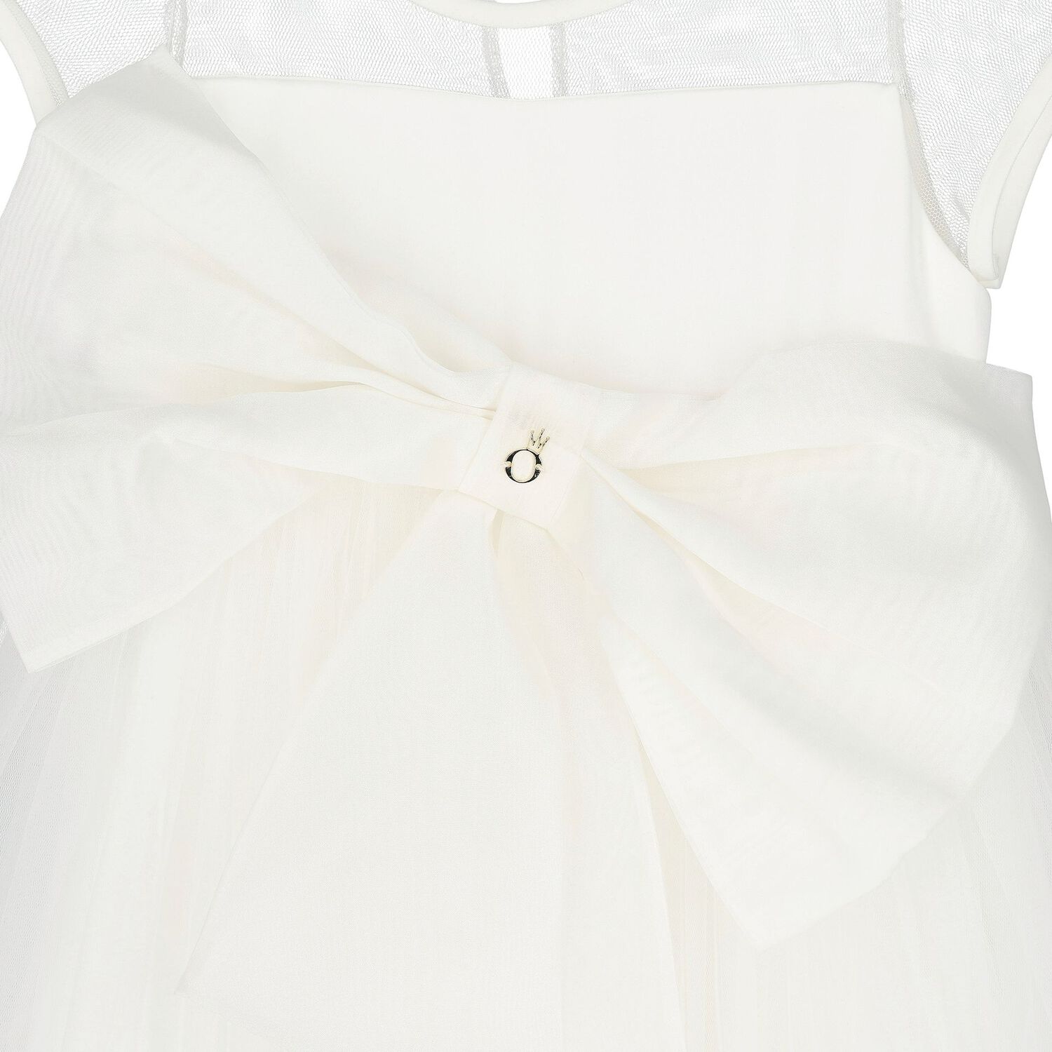 Girls Ivory Oversized Bow Tulle Dress, 1, hi-res