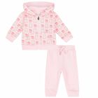 Baby Girls Pink Teddy Tracksuit, 2, hi-res