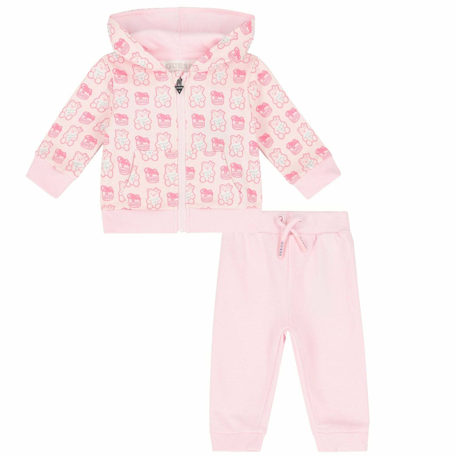 Baby Girls Pink Teddy Tracksuit, 2, hi-res
