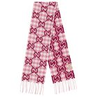 Girls Pink Logo Check Scarf, 1, hi-res