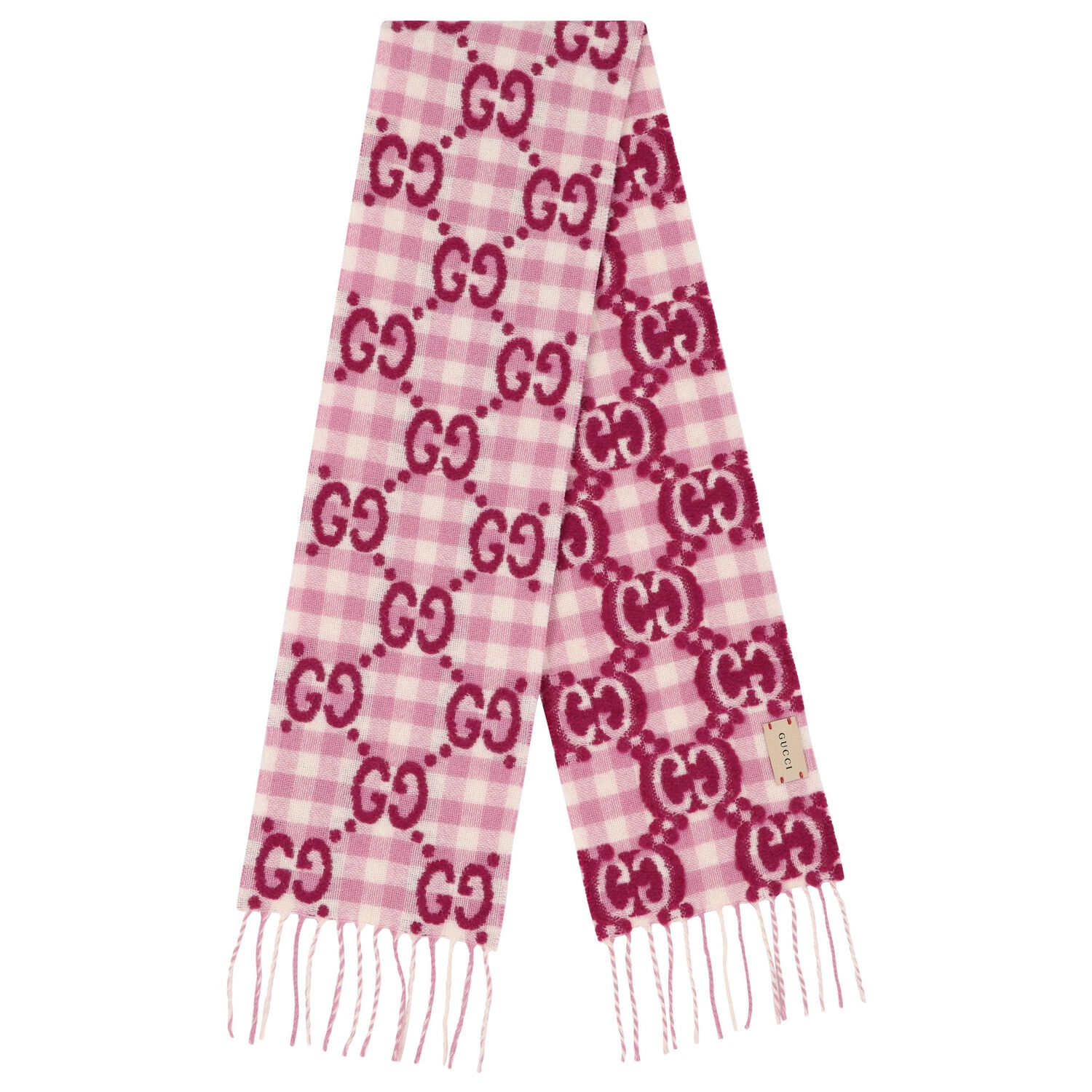 Girls Pink Logo Check Scarf, 1, hi-res