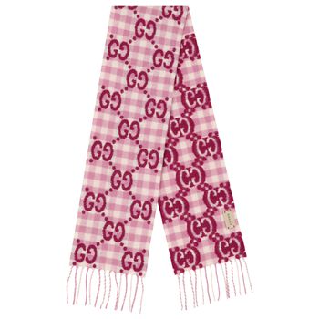 Girls Pink Logo Check Scarf