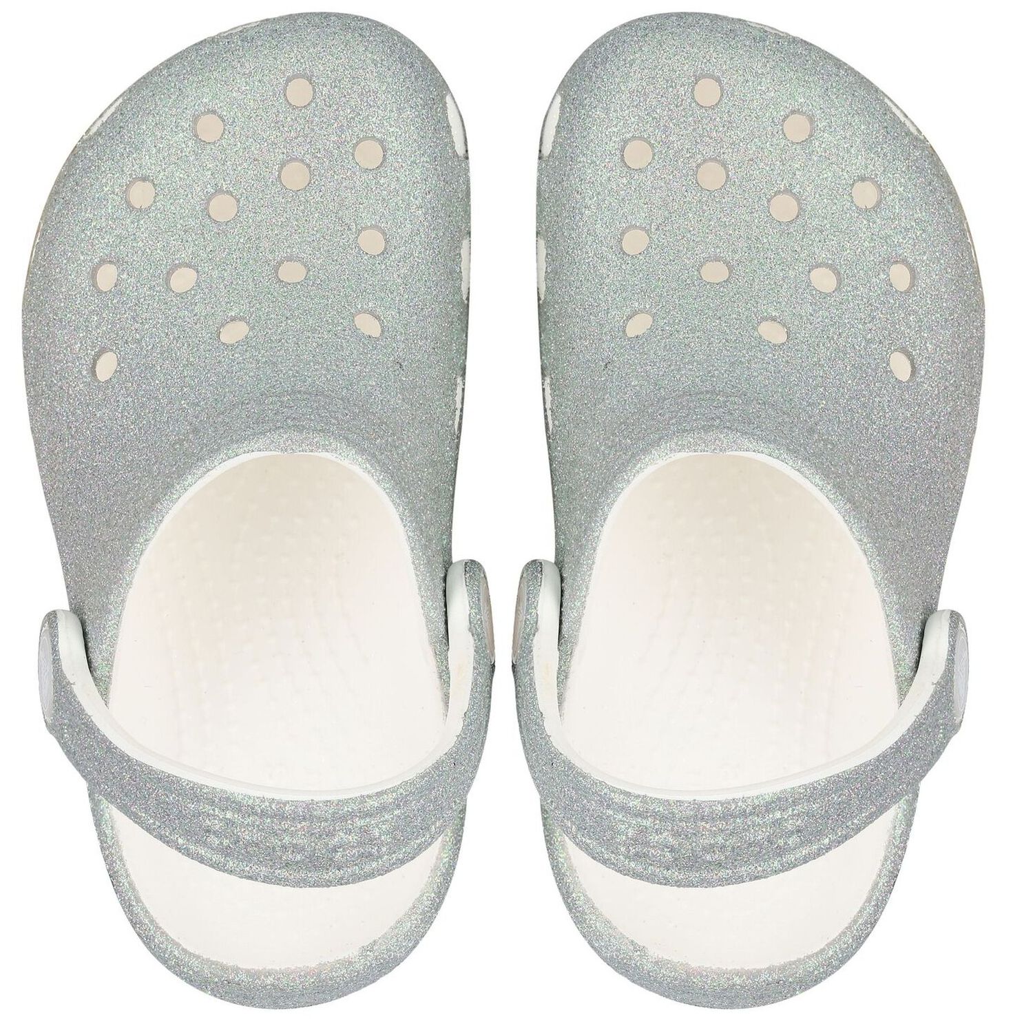 Girls Silver Iridescent Glitter Classic Clogs Sandals, 1, hi-res image number null