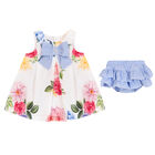 Younger Girls White Floral Dress Set, 1, hi-res
