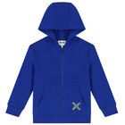 Boys Blue Logo Zip Up Top, 1, hi-res