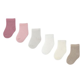 Baby Girls Pink & Ivory Socks (6 Pack)