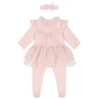 Baby Girls Pink Bow Babygrow Set, 1, hi-res