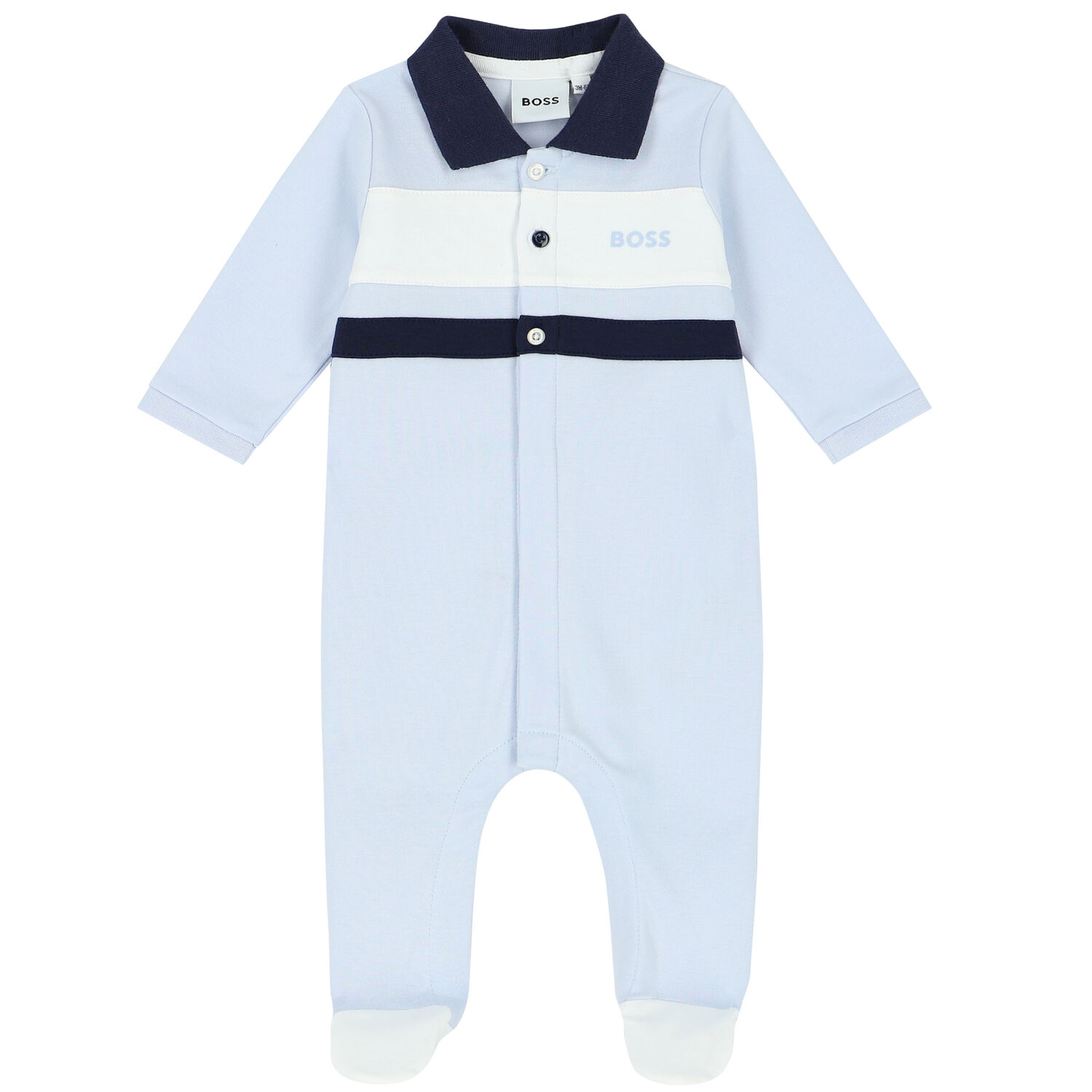 Baby Boys Blue Logo Babygrow, 1, hi-res