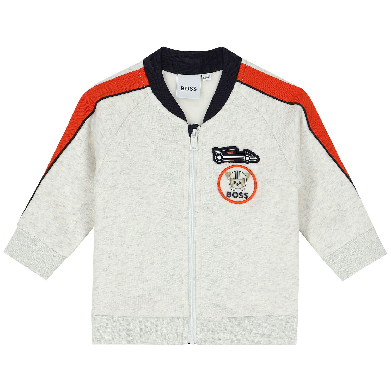 Baby Boys Grey Logo Zip Up Top, 1, hi-res