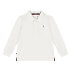 Younger Boys White Logo Long Sleeve Top, 1, hi-res