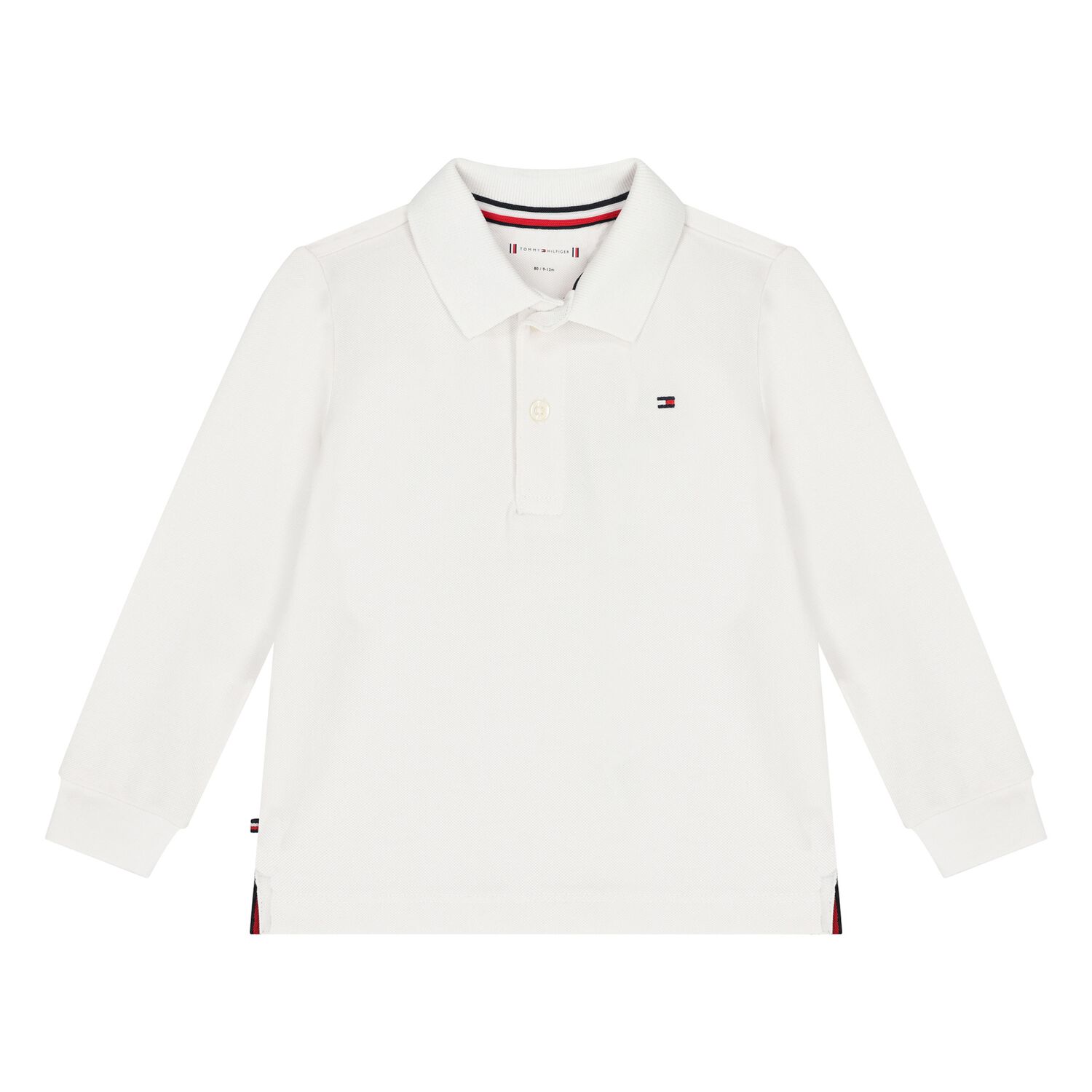 Younger Boys White Logo Long Sleeve Top, 1, hi-res