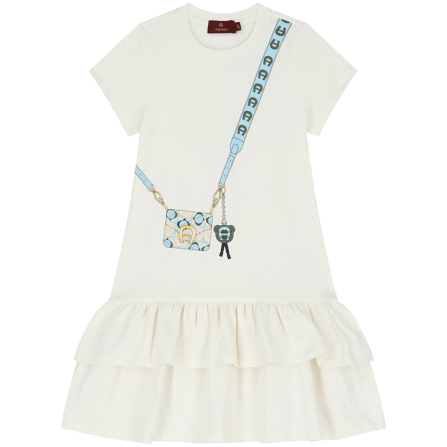 Girls Ivory Logo Bag Dress, 1, hi-res