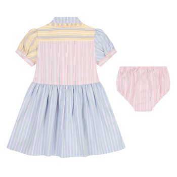 Baby Girls Multi-Coloured Striped Dress Set