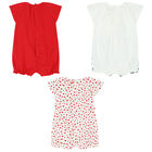 Baby Girls White & Red Rompers (3 Pack), 1, hi-res